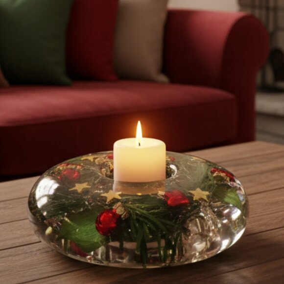 TRAUMLICHT Dreamlight Vintage Festive Glass Candle Holder Wreath Tree Ornaments - Picture 1 of 10